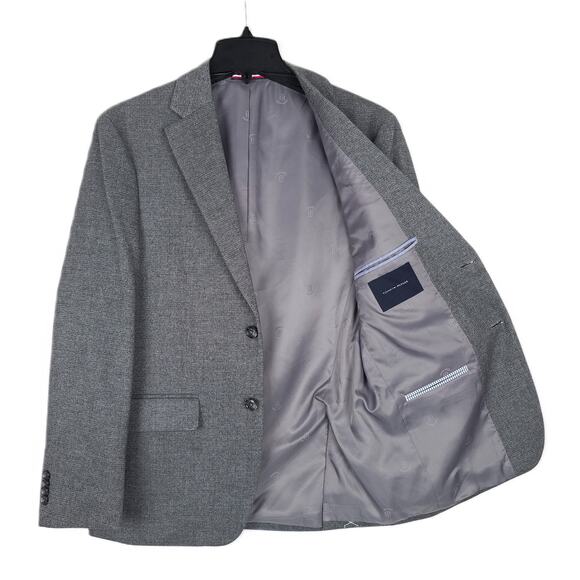 Tommy Hilfiger Men's Modern-Fit Flex Stretch Sport Coat Grey Solid Weave 46R NWT - Picture 2 of 7